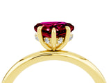 Yellow gold Heart Cut Garnet Solitaire Ring with Thin Band and Four-Prong Setting_4