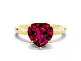 Yellow gold Heart Cut Garnet Solitaire Ring with Thin Band and Prong Setting_12