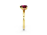Yellow gold Heart Cut Garnet Solitaire Ring with Thin Band and Prong Setting_14