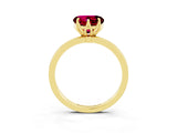 Yellow gold Heart Cut Garnet Solitaire Ring with Thin Band and Prong Setting_15