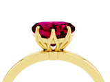 Yellow gold Heart Cut Garnet Solitaire Ring with Thin Band and Prong Setting_16