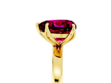 Yellow gold Heart Cut Garnet Solitaire Ring with Thin Band and Prong Setting_17