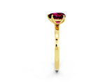 Yellow gold Heart Cut Garnet Solitaire Ring with Thin Band and Prong Setting_26