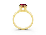 Yellow gold Heart Cut Garnet Solitaire Ring with Wide Band and Prong Setting_3