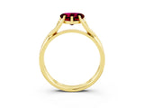 Yellow gold Heart Cut Garnet Solitaire Twist Band Prong Setting Ring_39