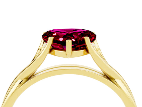 Yellow gold Heart Cut Garnet Solitaire Twist Band Prong Setting Ring_40