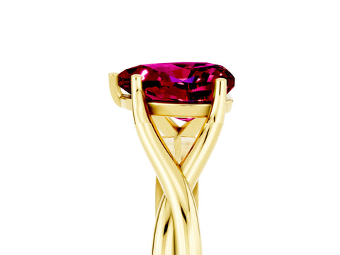 Yellow gold Heart Cut Garnet Solitaire Twist Band Prong Setting Ring_41