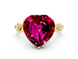 Yellow gold Heart Cut Garnet Solitaire Twisted Band with Round  Accents and Prong Setting_12
