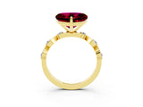 Yellow gold Heart Cut Garnet Solitaire Twisted Band with Round  Accents and Prong Setting_15