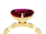Yellow gold Heart Cut Garnet Solitaire Twisted Band with Round  Accents and Prong Setting_16