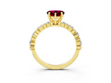 Yellow gold Heart Cut Garnet Solitaire with Side Stones, Pave Band, Four-Prong Setting_39