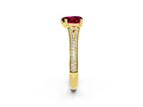 Yellow gold Heart Cut Garnet Split Shank Engagement Ring with Pavé Band_2
