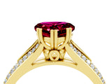 Yellow gold Heart Cut Garnet Split Shank Engagement Ring with Pavé Band_4