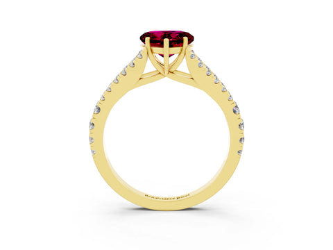 Yellow gold Heart Cut Garnet Split Shank Pavé Engagement Ring with Four-Prong Setting_15