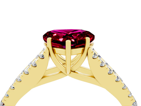 Yellow gold Heart Cut Garnet Split Shank Pavé Engagement Ring with Four-Prong Setting_16