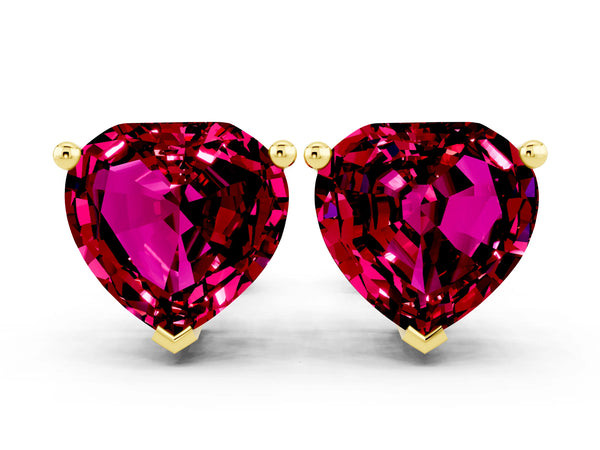 Yellow gold Heart Cut Garnet Stud Earrings