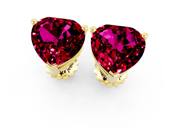 Yellow gold Heart Cut Garnet Stud Earrings