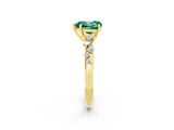 Yellow gold Heart Cut Green Sapphire Cluster Side Stone Solitaire Ring with Prong Setting_26