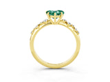Yellow gold Heart Cut Green Sapphire Cluster Side Stone Solitaire Ring with Prong Setting_27