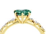 Yellow gold Heart Cut Green Sapphire Cluster Side Stone Solitaire Ring with Prong Setting_28