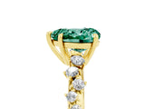 Yellow gold Heart Cut Green Sapphire Cluster Side Stone Solitaire Ring with Prong Setting_29
