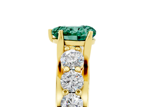 Yellow gold Heart Cut Green Sapphire Engagement Ring with Pavé Band and Four-Prong Setting_5