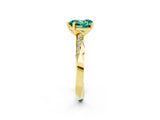 Yellow gold Heart Cut Green Sapphire Engagement Ring with Side Stone Accents and Four-Prong Setting_62