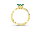Yellow gold Heart Cut Green Sapphire Engagement Ring with Side Stone Accents and Four-Prong Setting_63