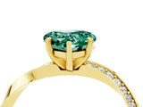 Yellow gold Heart Cut Green Sapphire Engagement Ring with Side Stone Accents and Four-Prong Setting_64
