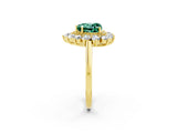 Yellow gold Heart Cut Green Sapphire Floral Double Halo Engagement Ring with Prong Setting_74