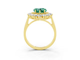 Yellow gold Heart Cut Green Sapphire Floral Double Halo Engagement Ring with Prong Setting_75