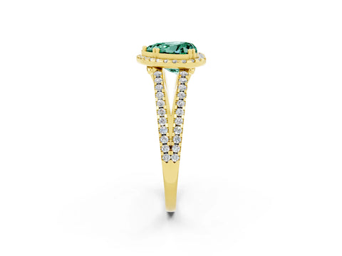 Yellow gold Heart Cut Green Sapphire Halo Split Shank Engagement Ring_14