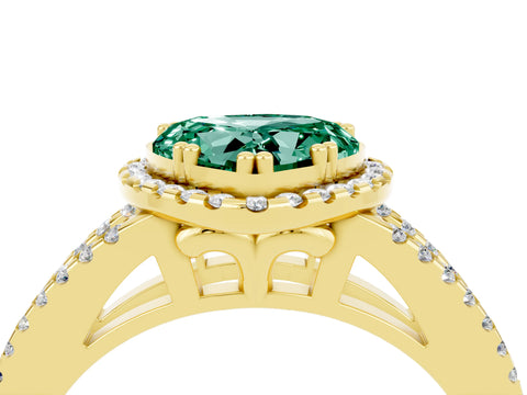 Yellow gold Heart Cut Green Sapphire Halo Split Shank Engagement Ring_16