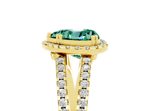 Yellow gold Heart Cut Green Sapphire Halo Split Shank Engagement Ring_17
