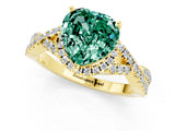 Yellow gold Heart Cut Green Sapphire  Halo Twist Band Solitaire Prong Setting Ring_25