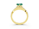 Yellow gold Heart Cut Green Sapphire  Halo Twist Band Solitaire Prong Setting Ring_27