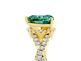 Yellow gold Heart Cut Green Sapphire  Halo Twist Band Solitaire Prong Setting Ring_29
