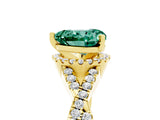Yellow gold Heart Cut Green Sapphire  Halo Twist Band Solitaire Prong Setting Ring_47