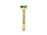 Yellow gold Heart Cut Green Sapphire Milgrain Pavé Engagement Ring with Four-Prong Setting_14