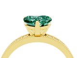 Yellow gold Heart Cut Green Sapphire Milgrain Pavé Engagement Ring with Four-Prong Setting_16