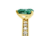 Yellow gold Heart Cut Green Sapphire Milgrain Pavé Engagement Ring with Four-Prong Setting_17