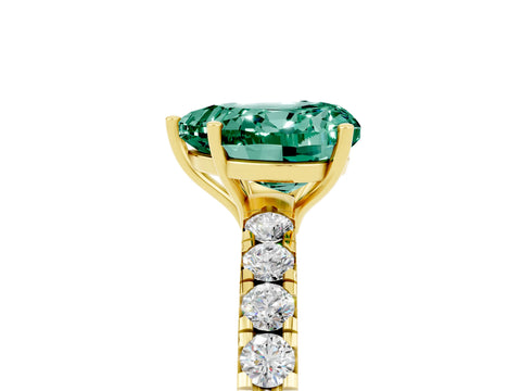 Yellow gold Heart Cut Green Sapphire Pavé Solitaire Engagement Ring with Four-Prong Setting_17