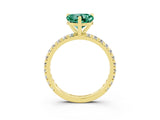 Yellow gold Heart Cut Green Sapphire Pavé Solitaire Ring with Round Band and Prong Setting_27