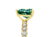 Yellow gold Heart Cut Green Sapphire Pavé Solitaire Ring with Round Band and Prong Setting_29