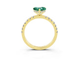 Yellow gold Heart Cut Green Sapphire Pave Band Solitaire Ring with Four-Prong Setting_27