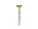 Yellow gold Heart Cut Green Sapphire Prong Setting with Side Stones on a Pave Band_2