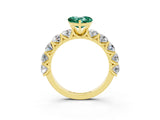 Yellow gold Heart Cut Green Sapphire Prong Setting with Side Stones on a Pave Band_3