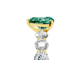 Yellow gold Heart Cut Green Sapphire Prong Setting with Side Stones on a Pave Band_5