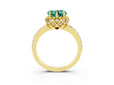 Yellow gold Heart Cut Green Sapphire Scalloped Halo Engagement Ring with Round Shared Prong Band_27