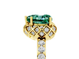 Yellow gold Heart Cut Green Sapphire Scalloped Halo Engagement Ring with Round Shared Prong Band_29